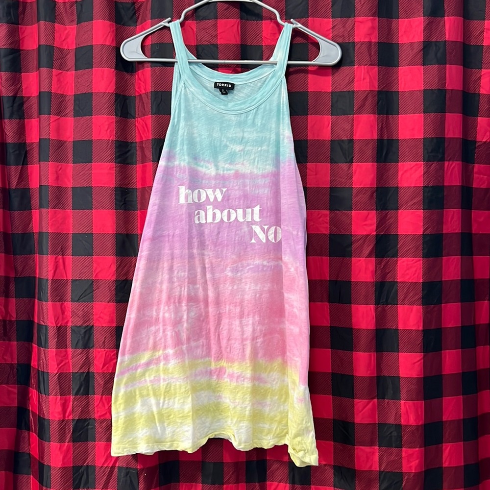 Torrid “How About No” Multi Wash High Neck Tank, Size 2